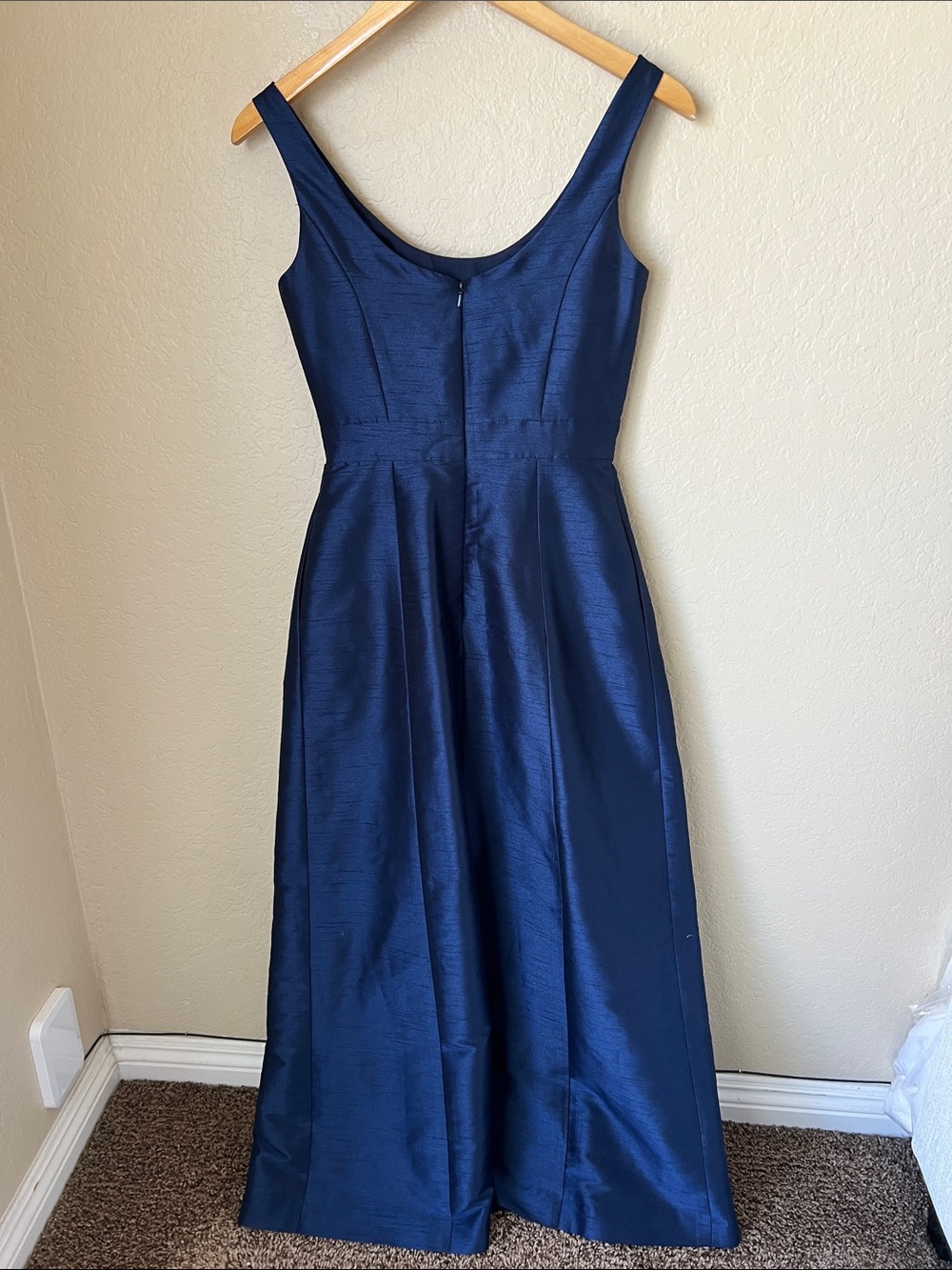 Alfred sung d565 shiny navy blue scoop neck gown 2 - Picture 6 of 7